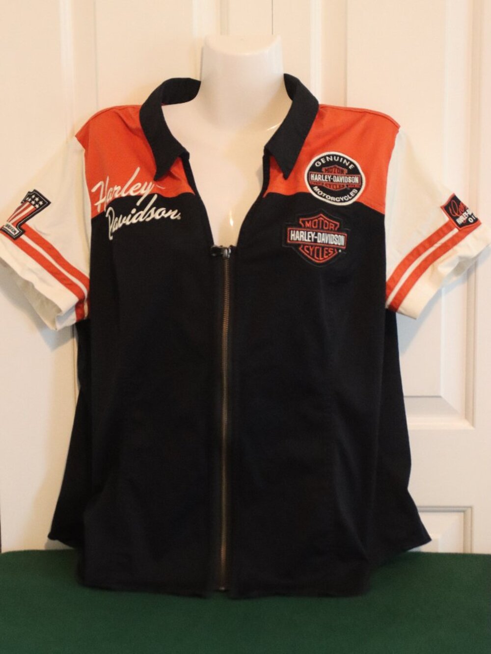 Harley Davidson Women's Classic Colorblock Zip-Front Shirt Plus Size 1W (18-20)